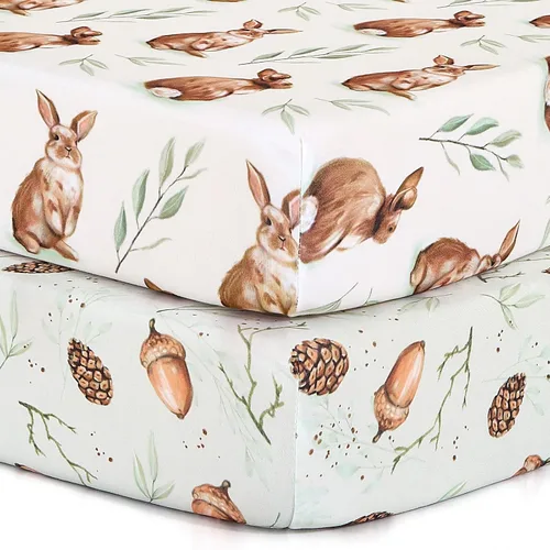 Vista 10 de Pack n Play Sheets BROLEX - Juego de 2 sábanas para cuna, juego de sábanas elásticas y portátiles para cuna, funda de colchón convertible