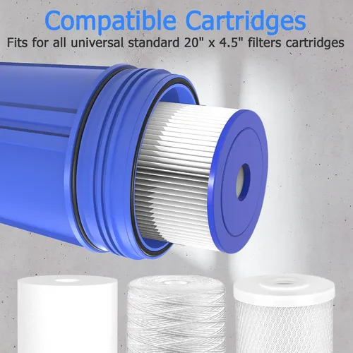 Vista 6 de WHB20 - Carcasa de filtro de agua para toda la casa, se adapta a filtros de sedimentos de 20 x 4.5 pulgadas, etc. para agua de pozos y ciudades