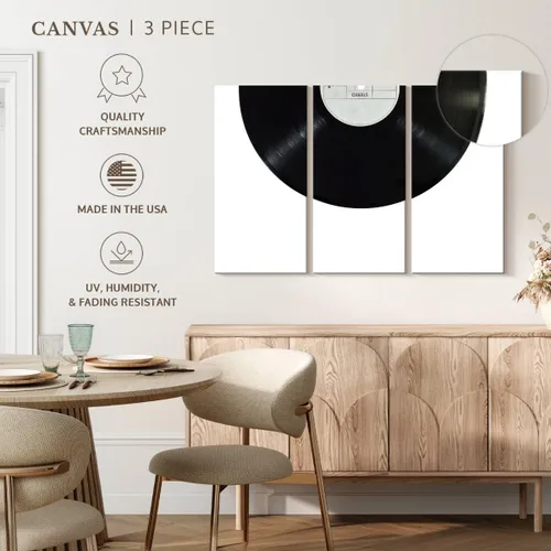 Vista 84 de Elephant Stock BW - Reproductor de discos de vinilo para pared, lienzo horizontal, decoración de pared de sala de estar de 3 piezas, impresión