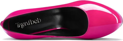 Vista 20 de TNYNFBEB Zapatos de tacón de plataforma alta para mujer, con puntera redonda, sin cordones, básicas, clásicas, de 5.5 pulgadas