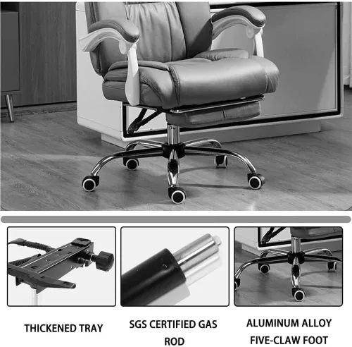 Vista 4 de Ergonomic Executive Leather Chairs with Footrest Lumbar Support Comfortable High Back Office Chair for Long Sitting Computer Home Bedroom Black