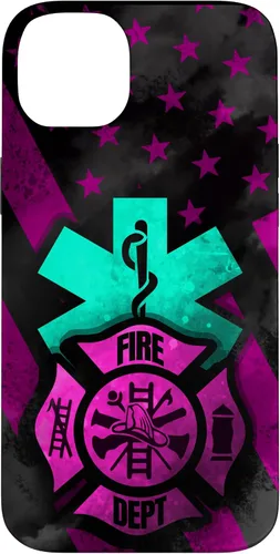Vista 15 de EMT EMS Firefighter Pink Turquoise Fire Rescue American Flag Case for iPhone 16