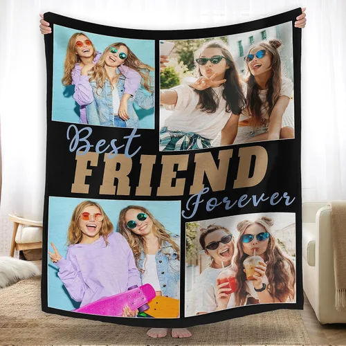 Vista 16 de YESCUSTOM Manta de fotos personalizada con tus fotos y textos, fabricada en Estados Unidos, regalo para esposas amigas para vacaciones, cumpleaños