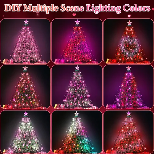Vista 3 de Luces inteligentes para el día de San Valentín con estrella superior, control de aplicación, sincronización de música, cambio de color, luces