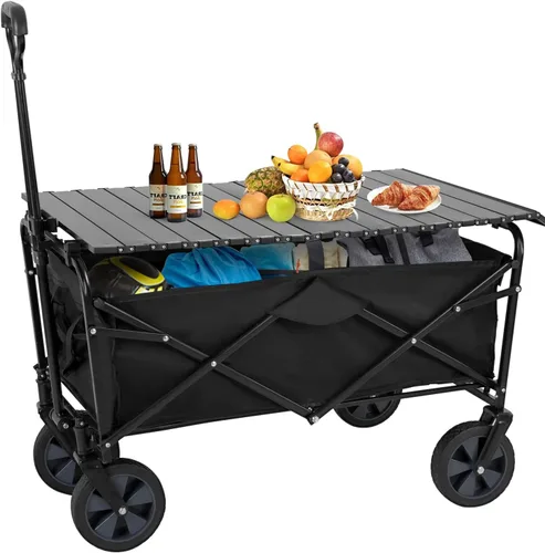 Vista 11 de PayLessHere Carrito plegable con ruedas Negro Carrito plegable resistente con capacidad de 330 libras con ruedas todo terreno y mango
