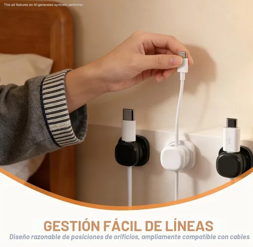 Vista 5 de Soporte organizador de cables,Gestor de cables de escritorio Mezcla (6 unidades)