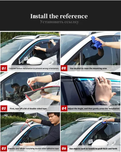 Vista 5 de ZABEES Deflectores de viento de coche de acero inoxidable para ventana, protector de lluvia, deflector de parasol, compatible con KIA Cerato
