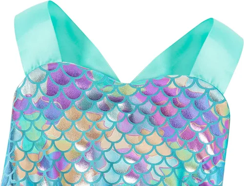 Vista 4 de Marendyee Vestido de sirena para niñas, disfraz de princesa para niñas pequeñas, disfraz de cumpleaños, disfraz de tutú de Halloween