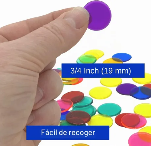Vista 2 de MR CHIPS Chips de bingo de plástico para juegos 1000 unidades - Mezcla transparente de 7 colores que cuenta 3/4 pulgadas