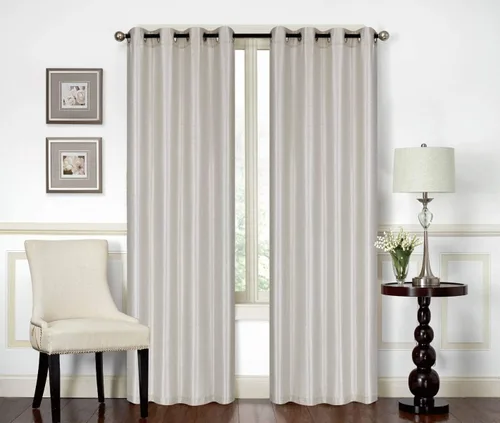 Vista 8 de All American Collection Nueva Cenefa de Cascada Doble de Seda Sintética Sólida Adjunta con Colas (55" x 32", Cenefa Beige)