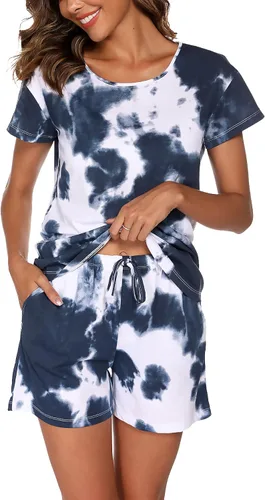 Vista 13 de ENJOYNIGHT - Conjunto de pantalones cortos de pijama para mujer, pijamas de algodón para verano, ropa de dormir con bolsillos Negro