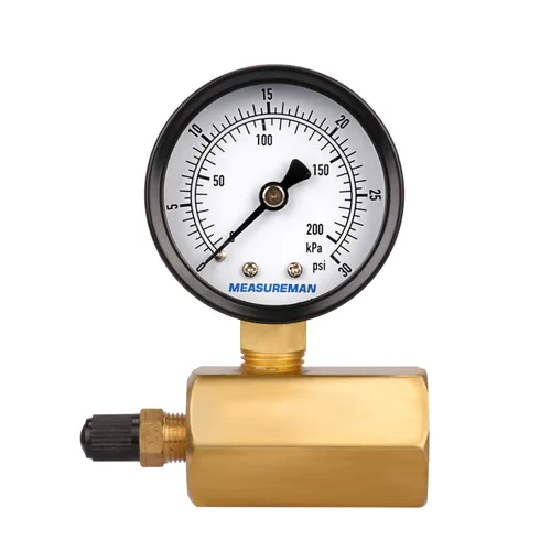 Vista 9 de MEASUREMAN 2" Ensamblaje de medidor de presión de gas de latón forjado, conexión FNPT de 3/4", 0-30psi, precisión +/-3-2-3%