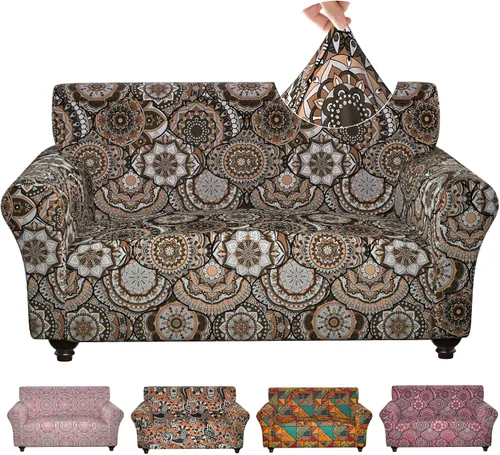 Vista 21 de Fundas elásticas para silla, fundas elásticas para sillón de 2 piezas, fundas de sofá lavables con diseño floral para sillón, protector de muebles