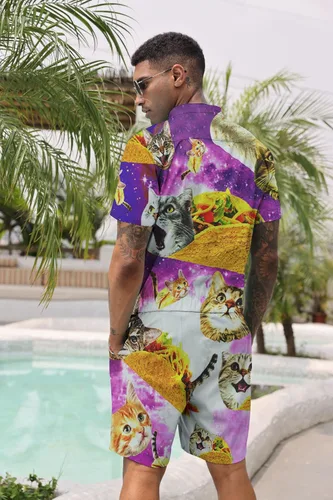 Vista 3 de Goodstoworld Mono hawaiano masculino con cierre de cremallera y bolsillo S-XXL