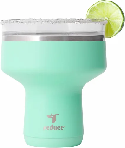 Vista 24 de Reduce Saltini - Vaso de cóctel de 16 onzas, vaso aislado de margarita con tapa, mantiene las bebidas frías durante 10 horas, alternativa al vaso