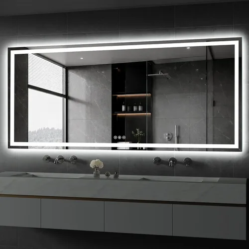 Vista 10 de Koonmi Espejo de baño LED 38x26 con luz, antivaho y 3