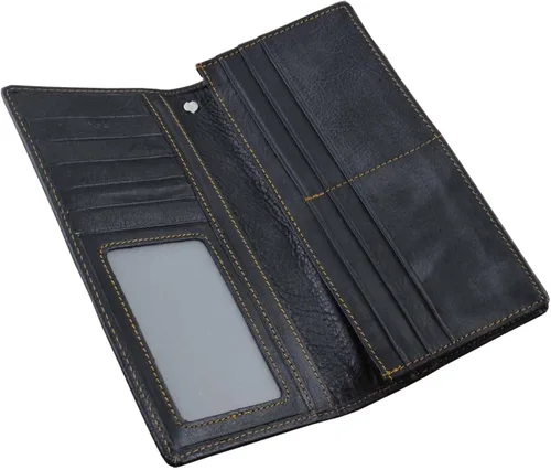 Vista 3 de Cartera larga de cuero para hombre con llavero