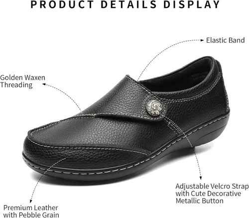 Vista 2 de Geoeleph Mocasines casuales para mujer mocasines cómodos para caminar mocasines de cuero para conducir