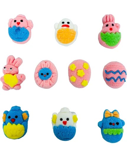 Vista 6 de Gomitas de malvavisco de Pascua, 10 diseños diferentes, 4.5 onzas, gomitas envueltas individualmente en bolsa, sin gluten, sin diario, perfectas