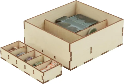 Vista 2 de The Broken Token Arkham Horror - Organizador de juegos compatible con 3ª edición, caja de almacenamiento de madera de abedul con bandejas