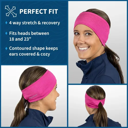Vista 32 de TrailHeads - Diadema para mujer, diseño de cola de caballo, con banda para la oreja que absorbe la humedad, ideal para correr