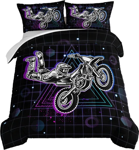 Vista 14 de HOSIMA - Juego de edredón individual de microfibra suave negro con 2 fundas de almohada, juego de ropa de cama individual a rayas con bandera