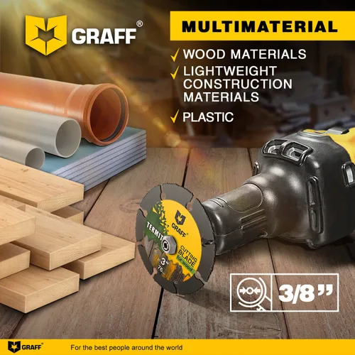 Vista 2 de GRAFF Termit - Rueda de corte de 3 pulgadas para madera, laminado, plástico, disco de corte de madera para amoladora de troquel de 3/8 pulgadas