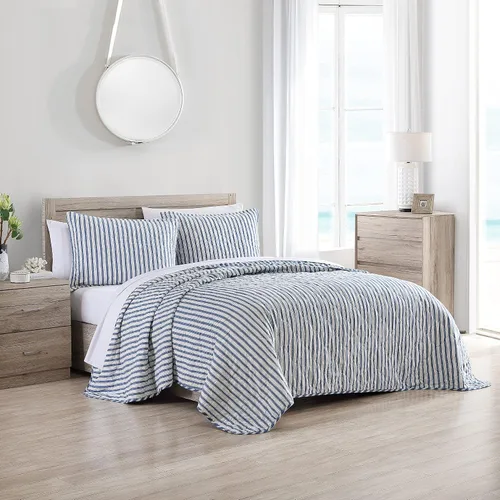 Vista 9 de Stone Cottage - Juego de edredón de tamaño individual, ropa de cama reversible de algodón con fundas de almohada a juego, juego de cama ideal a Verde