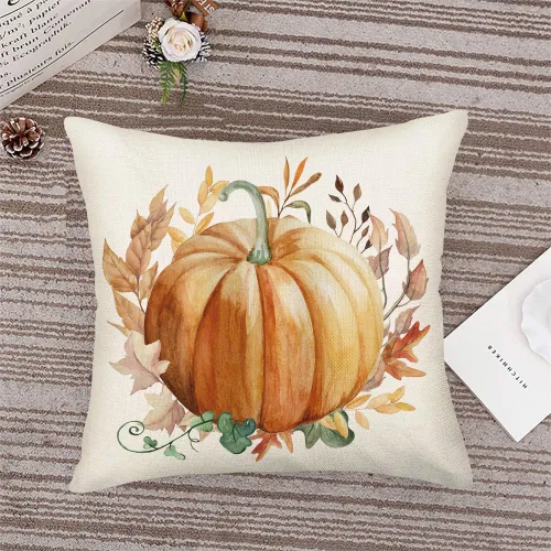 Vista 3 de Fukeen Fundas de almohada decorativas de otoño de 16 x 16 pulgadas, calabaza naranja y hojas de arce, fundas de almohada de cosecha de otoño, fundas