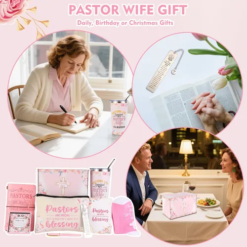 Vista 7 de Regalos de apreciación para la esposa del pastor para mujeres, regalos cristianos, regalo único para la esposa del pastor que incluye diario, vaso
