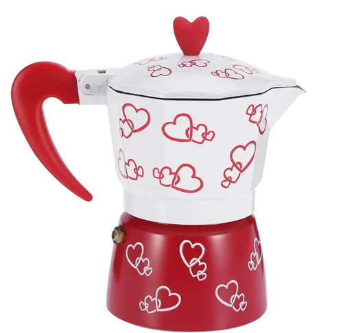 Vista 5 de Cyrank Moka - Estufa de aluminio, cafetera de café italiano, cafetera de moca, cafetera cubana para capuchino, café con leche (L)