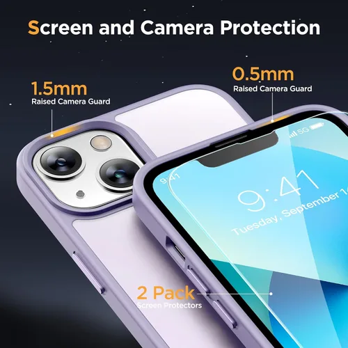 Vista 5 de Miracase - Funda magnética para iPhone 13 de 6.1 pulgadas (compatible con MagSafe) (con 2 protectores de pantalla), protección de grado militar