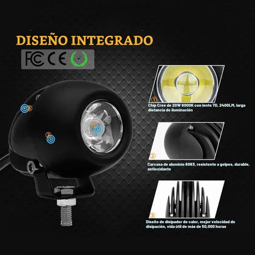 Vista 5 de Chelhead - Luces de conducción LED compactas de 2.7 pulgadas, 2 luces LED redondas de 20 W 7D de haz puntual de 20 W, luces LED pequeñas todoterreno