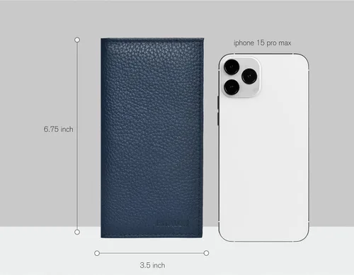 Vista 4 de ESTALON Funda para libro de cheques para hombres y mujeres, funda de cuero estándar para chequera, Celeste