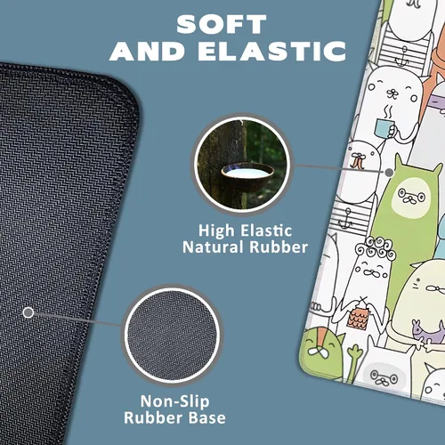 Vista 3 de Alfombrilla de mouse extendida para juegos con gatos coloridos con bordes cosidos, base de goma antideslizante, alfombrilla de mouse para teclado