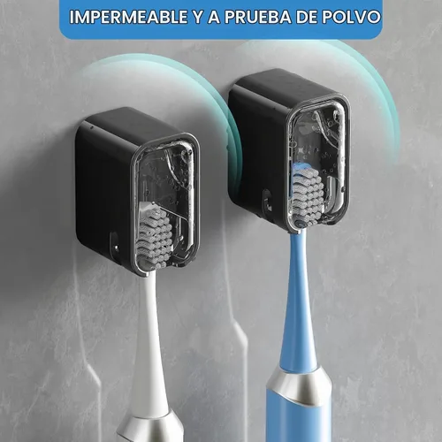 Vista 2 de MOPMS Soportes para cepillos de dientes de una sola ranura montados en la negro - 1pc