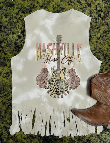 Vista 2 de iliheyov Nashville - Camiseta sin mangas para mujer, diseño de festival de música country, estampado gráfico, sin mangas, Nash Music