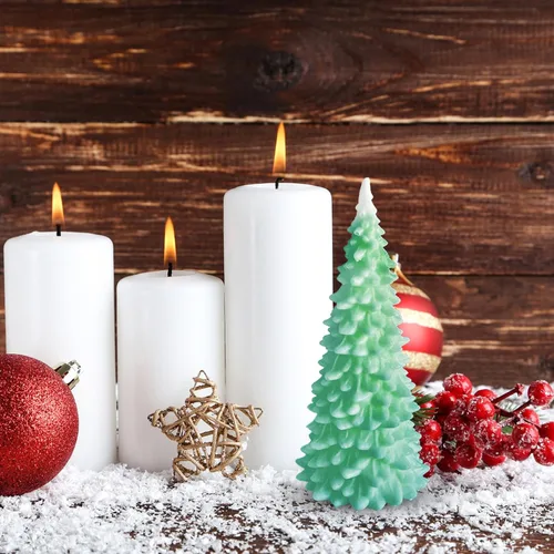Vista 3 de Molde de vela de árbol de Navidad de gran tamaño para hacer velas, molde de silicona de Navidad 3D para fundición de resina DIY yeso arcilla