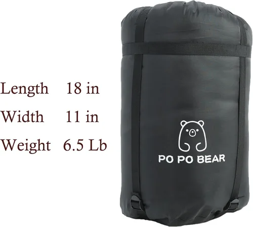 Vista 6 de PO PO BEAR Saco de dormir Zero Degree para adultos, 100% franela de algodón, alto y grande