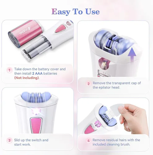Vista 5 de Depiladora facial para mujeres, depiladora para mujer, deslizamiento suave, dispositivo de depilación para cara, piernas, brazos y axilas, removedor