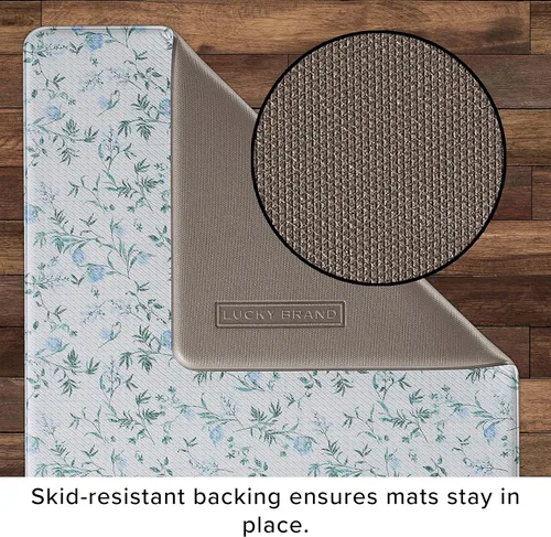 Vista 4 de Lucky Brand Tapete de bienestar impreso – Tapete de cocina acolchado cómodo – Fácil de limpiar – Antifatiga y antideslizante – 0.472 in Seda Floral