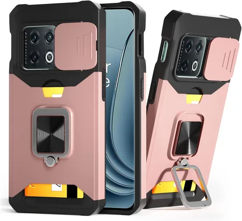 Vista 7 de Funda para OnePlus 10 Pro con cubierta para cámara y soporte, color Negro