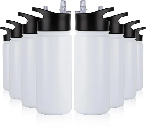 Vista 25 de Botella de agua aislada de 64 onzas con tapas de pajita y boquilla, jarra de agua de acero inoxidable de medio galón con mango de paracord, vacío