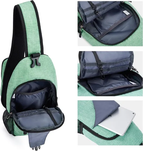 Vista 2 de BOSTANTEN Bolsa tipo bandolera, mochila cruzada con RFID, bolsa de hombro para hombres y mujeres, viajes, senderismo, casual