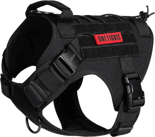 Vista 9 de OneTigris FIRE Watcher 2.0 Arnés Anti-tirones para Perro con Asa - Chaleco de Perro de Servicio Ajustable para Perros Grandes y Medianos (S, Naranja)