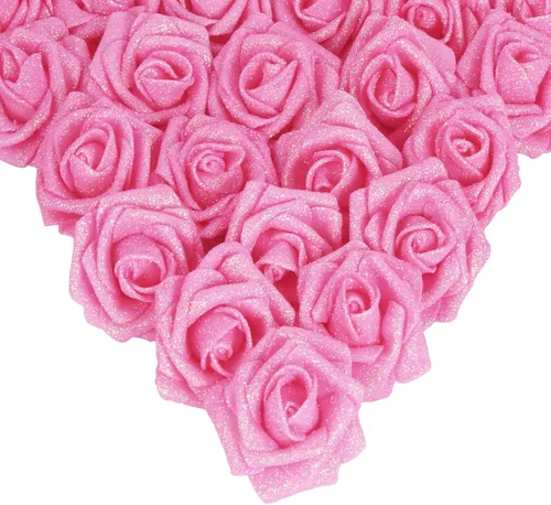 Vista 35 de IPOPU Rosas Negras con Purpurina, 50 PIEZAS Rosas Falsas con Purpurina Flores para Manualidades DIY Ramo de Boda Decoración de Casa y Fiesta (Negro)