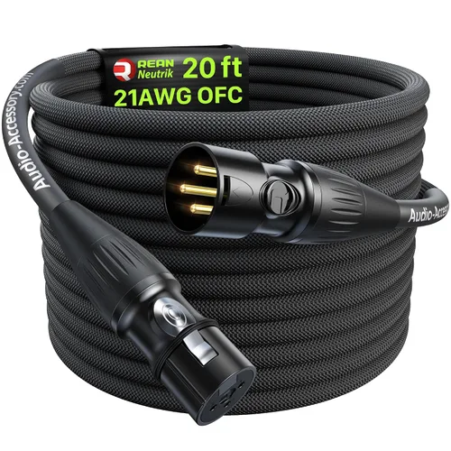 Vista 19 de AA AUDIO ACCESSORY Serie Oro Cables XLR Star Quad de 1.5 pies, Conectores Neutrik, Cable de micrófono 19AWG, Cable de micrófono trenzado en nylon