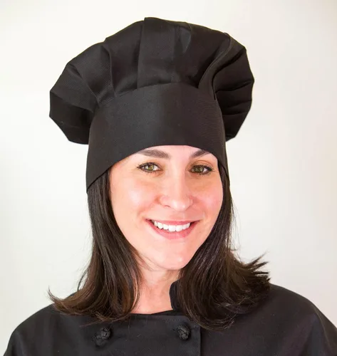 Vista 4 de Chef ObvioNegro Gorro De ChefVelcro ajustable FitAdulto (Negro)