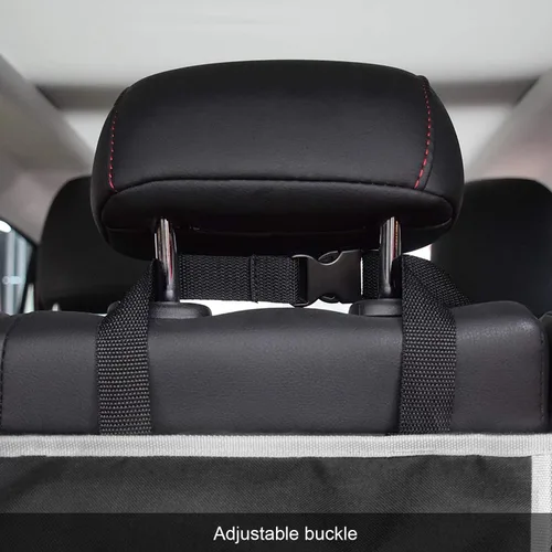 Vista 9 de UNUSTRENGH - Organizador de maletero para asiento trasero de automóvil, organizador plegable de carga con 6 bolsillos grandes y 3 correas ajustables