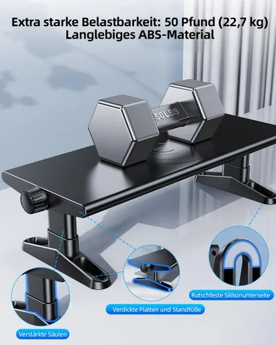 Vista 6 de Monitor Stand with 6 USB C 3.0 Hubs, Height Adjustable Monitor Riser Desk Organiser Monitor Stand Riser with Mobile Phone Holder, Screen Riser Stand